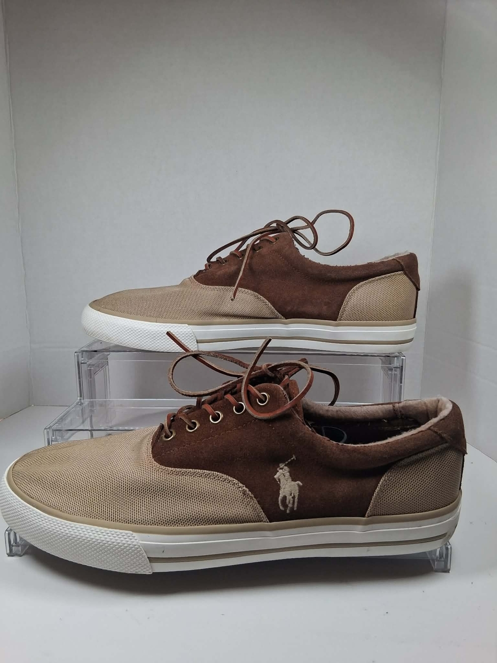 Polo by Ralph Lauren Brown/Tan Canvas & Suede Lace-Up Sneaker